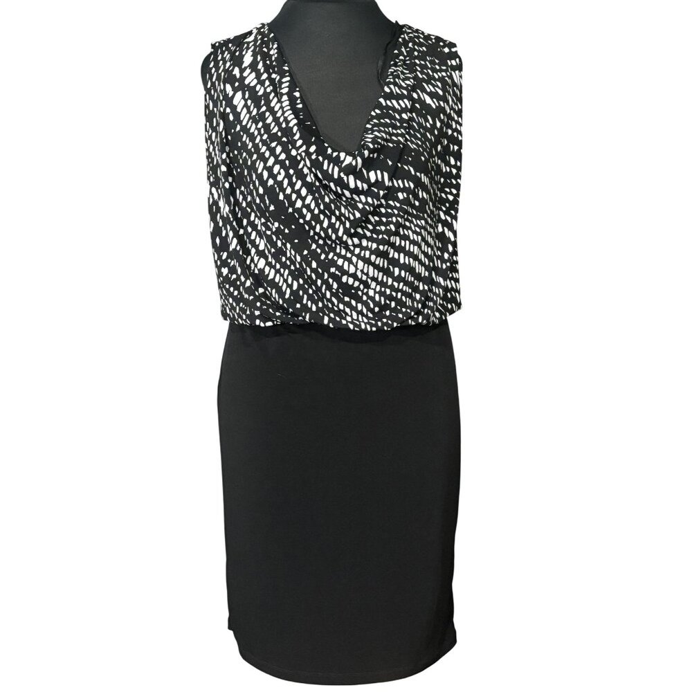 Valerie Bertinelli Womens Black & White Sleeveless Cowl Neck Dress Size 8